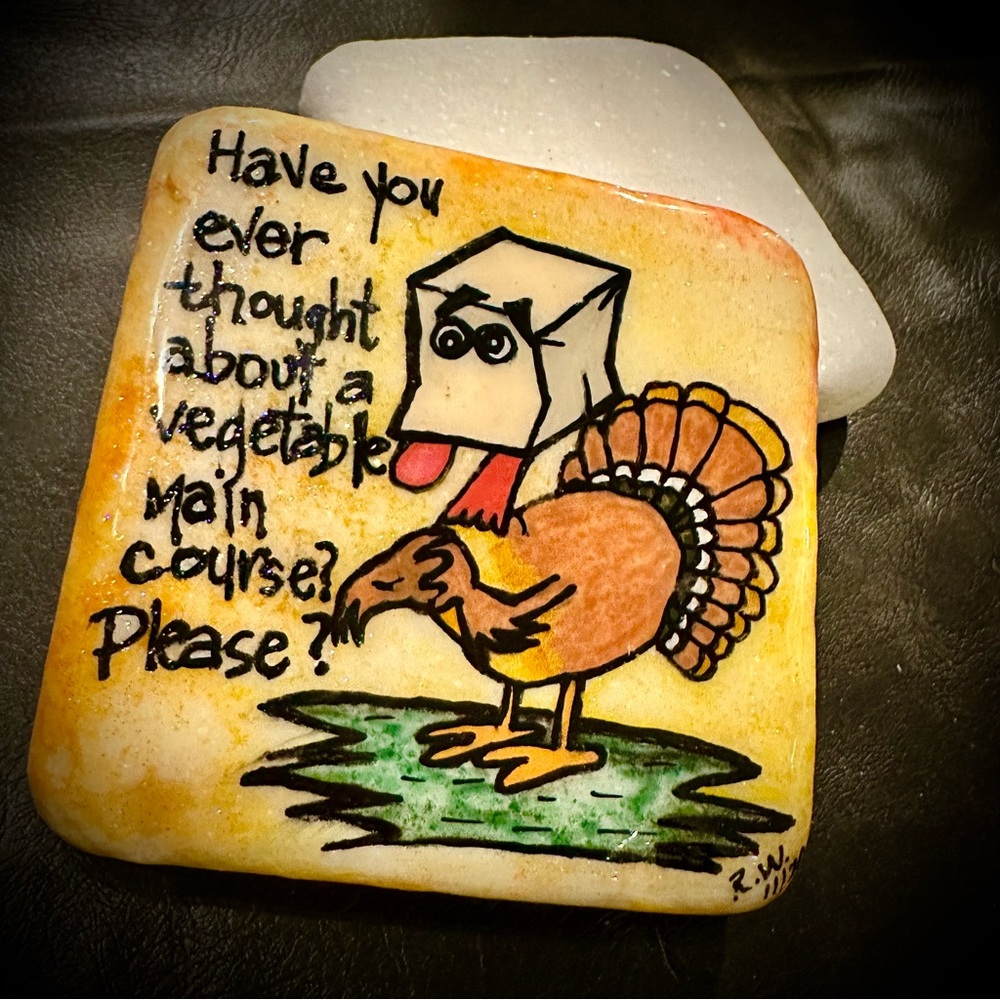 Handpainted 4” Santorini stone Square